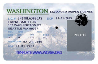 Washington Drivers License PSD Template photoshop